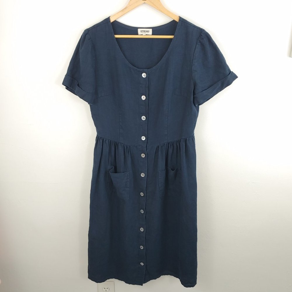 Cotton Candy Wear Handmade Ella Linen Dress Cottagecore size M